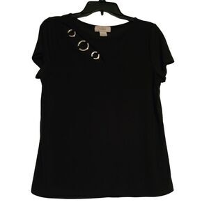 Diana Belle Chic‎ Black Blouse with Unique Embellishments Womens M